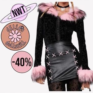 NWT DOLLS KILL x dELiA*s PINK FAUX FUR TOP SIZE M